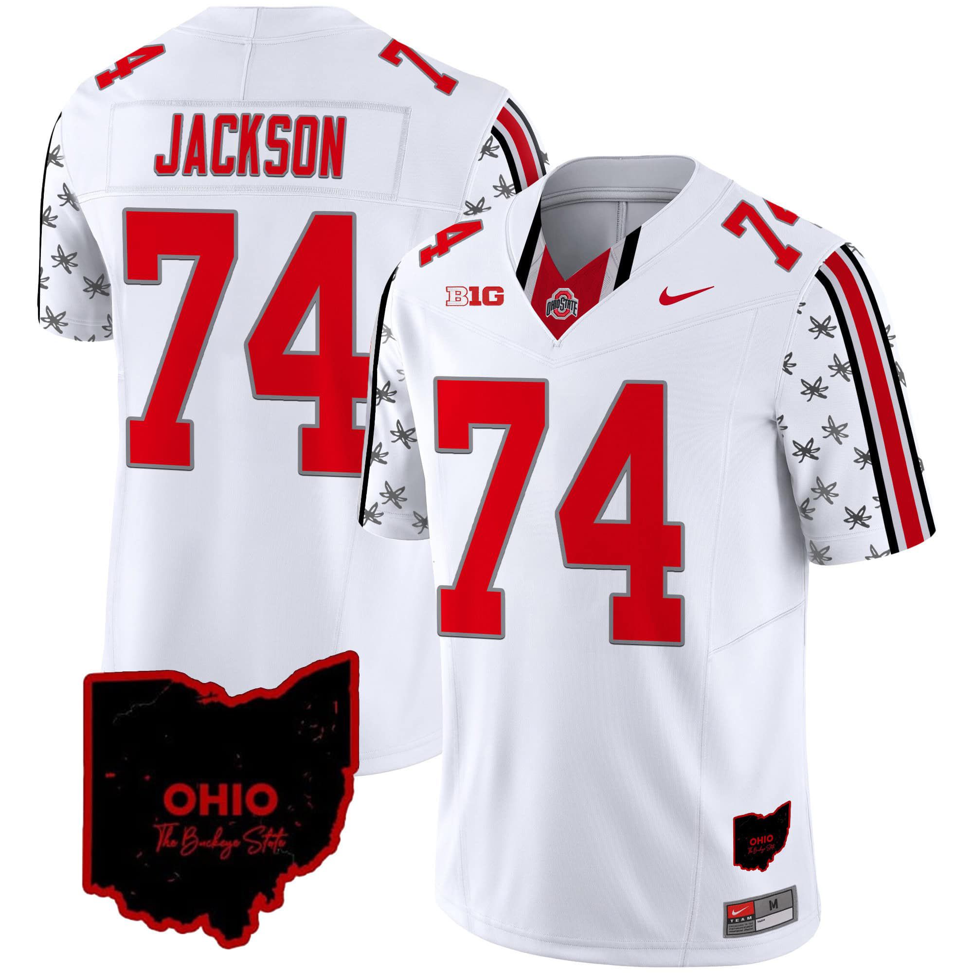 Men Ohio State Buckeyes #74 Jackson White 2024 Nike Home Patch Vapor Limited NCAA Jersey